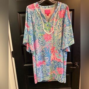 LILLY PULITZER DELANCEY DRESS Multi Sink or Swim EUC size small pink blue flowy